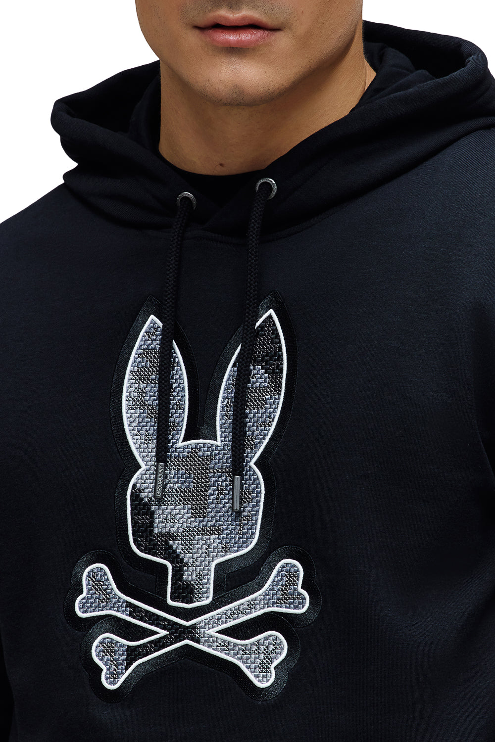 Olivier Pixel Bunny Embroidered Hoodie Black