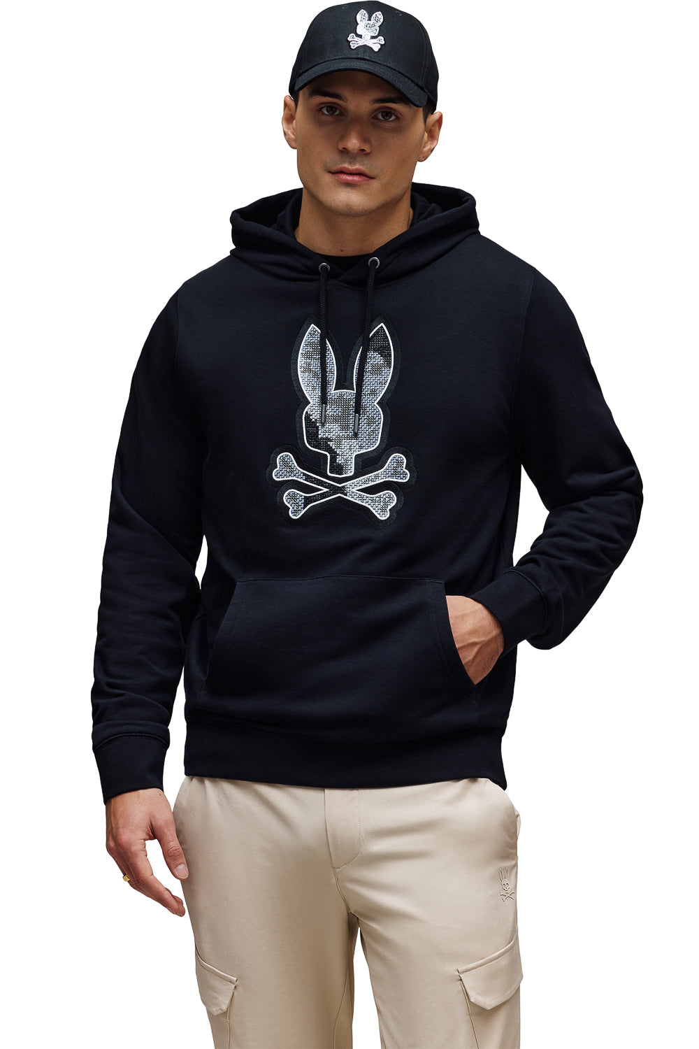 Olivier Pixel Bunny Embroidered Hoodie Black