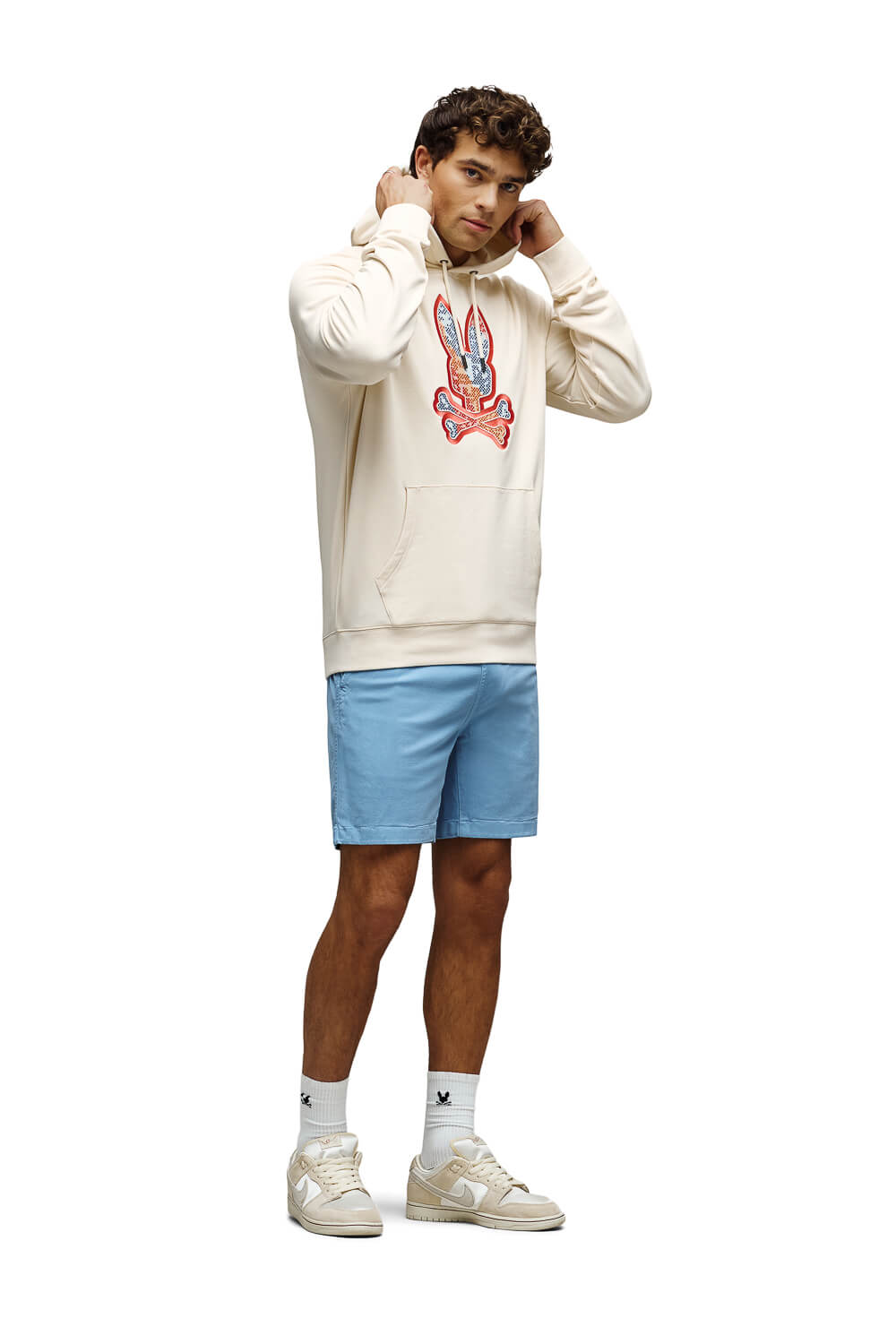 Olivier Pixel Bunny Embroidered Hoodie Off White