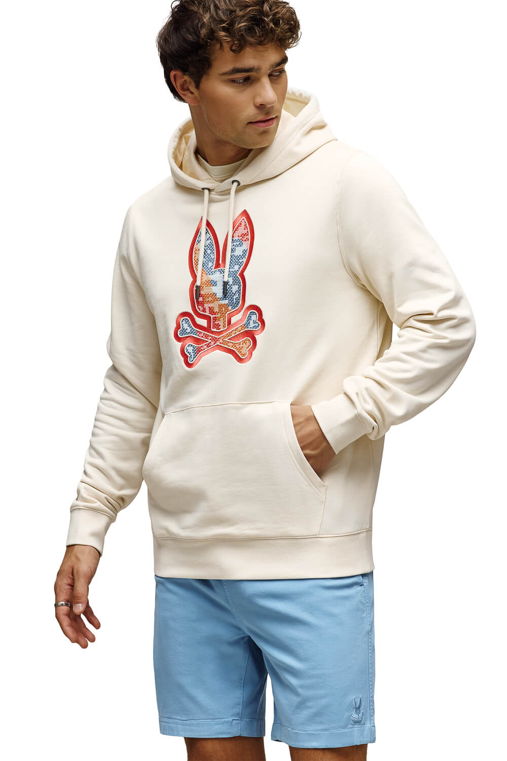 Olivier Pixel Bunny Embroidered Hoodie Off White