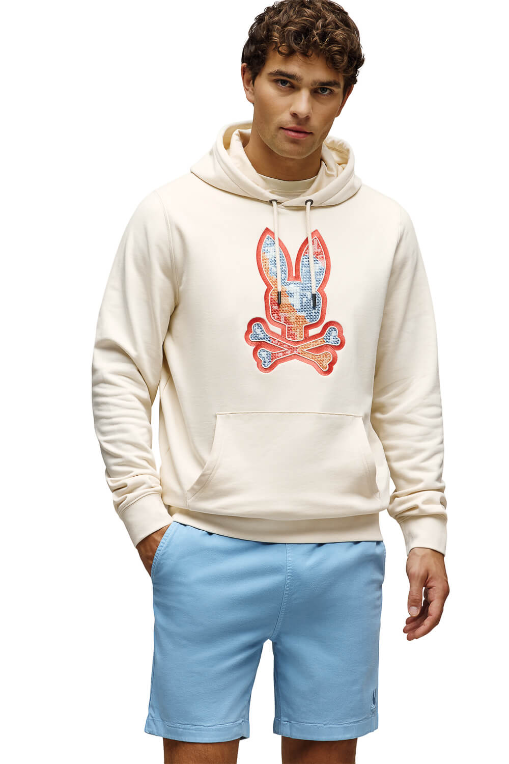 Olivier Pixel Bunny Embroidered Hoodie Off White