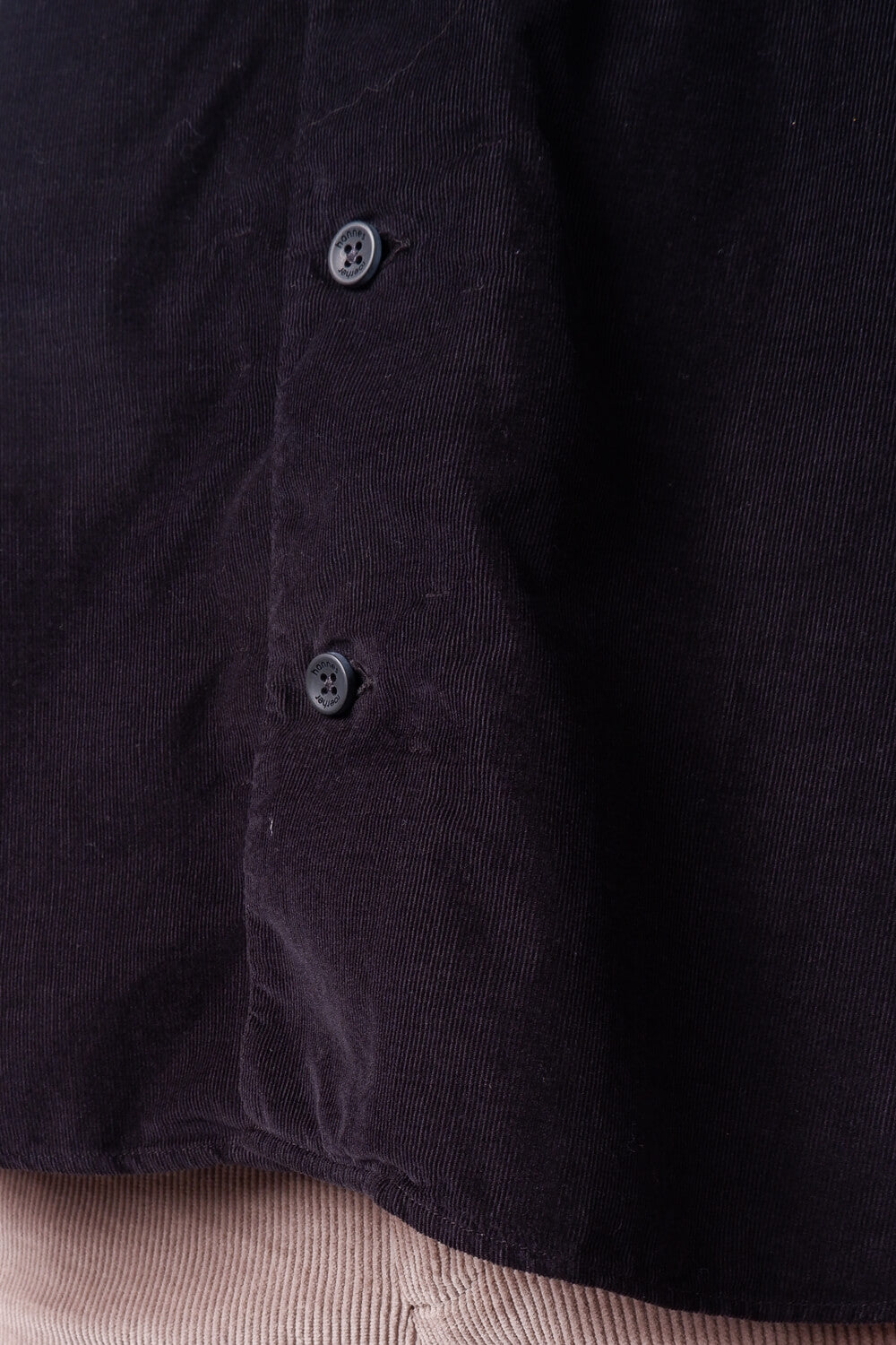 Open Collar Corduroy Shirt Black