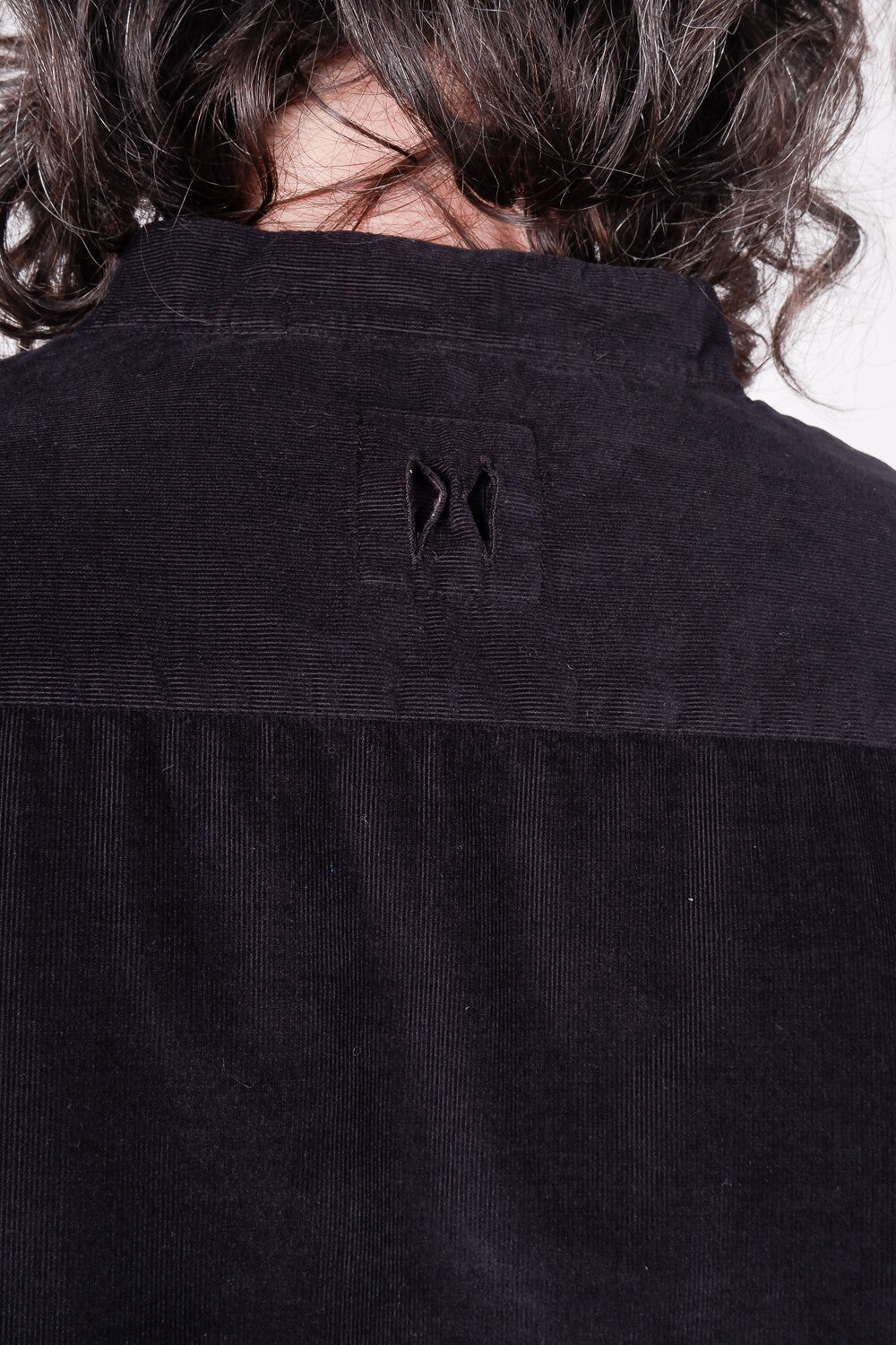 Open Collar Corduroy Shirt Black