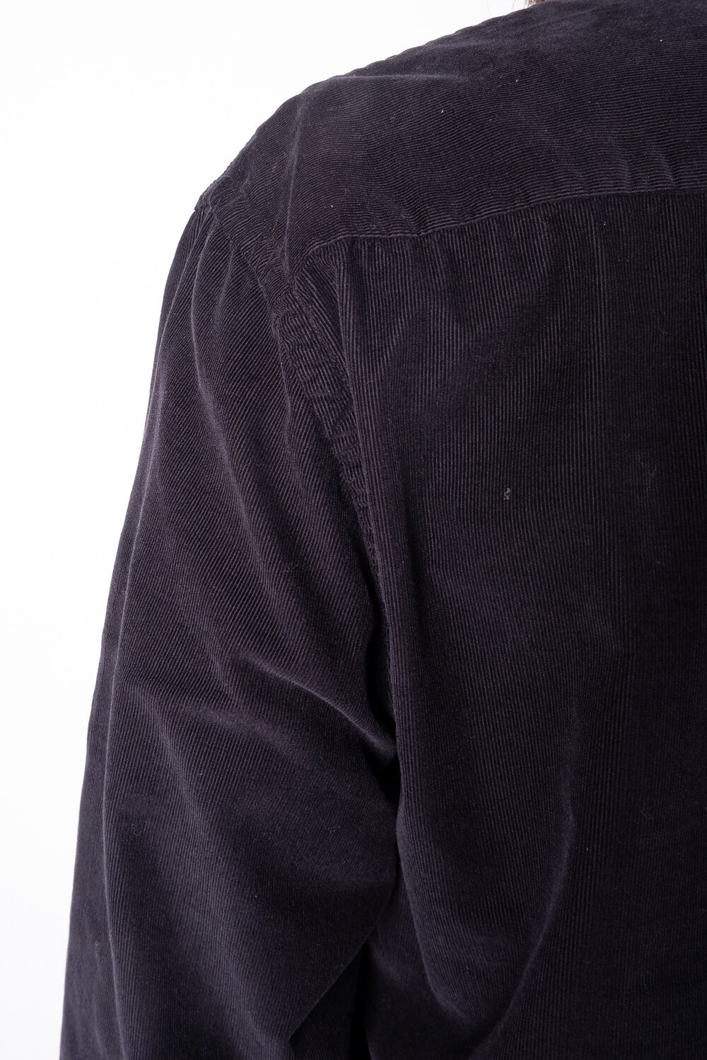 Open Collar Corduroy Shirt Black