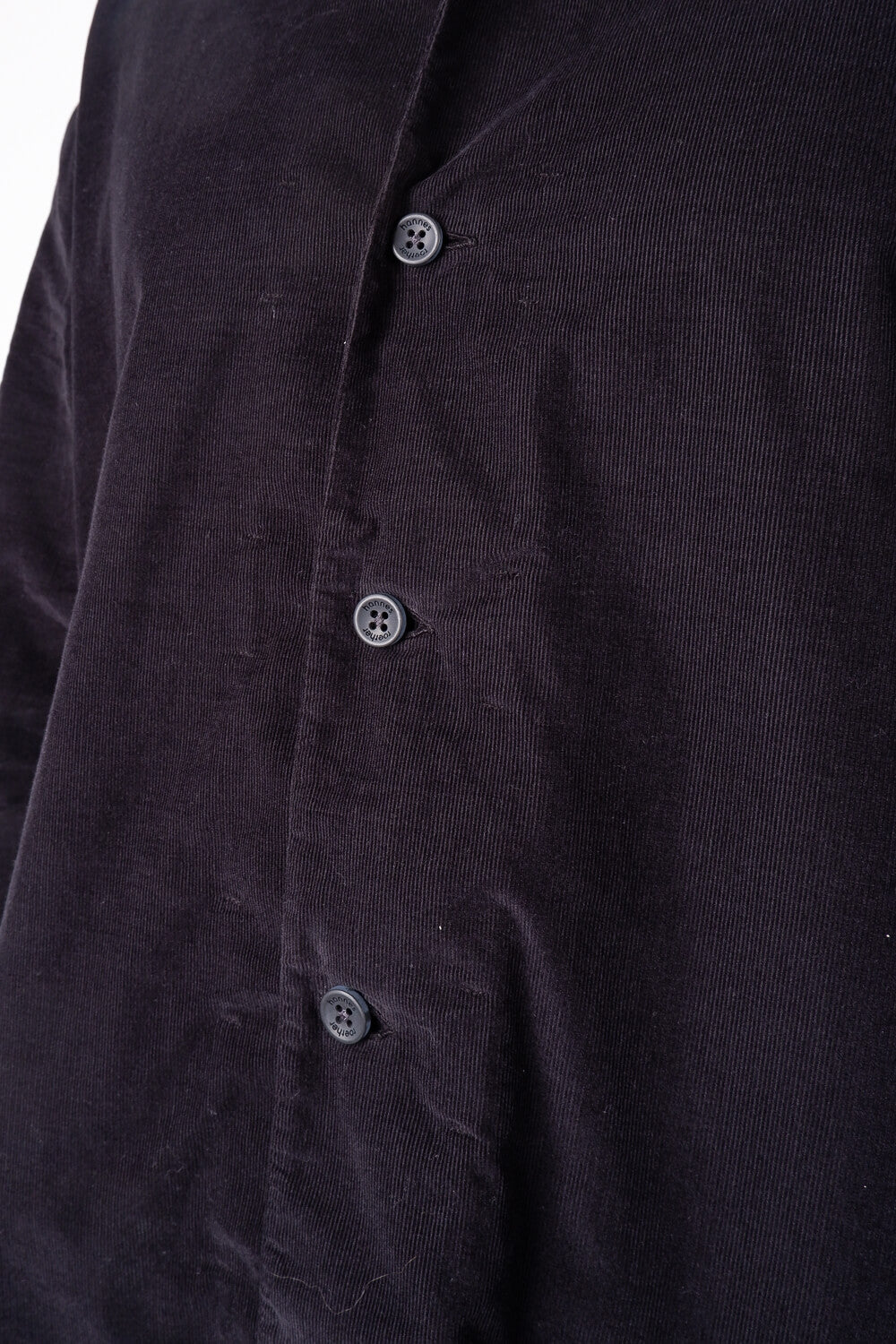 Open Collar Corduroy Shirt Black