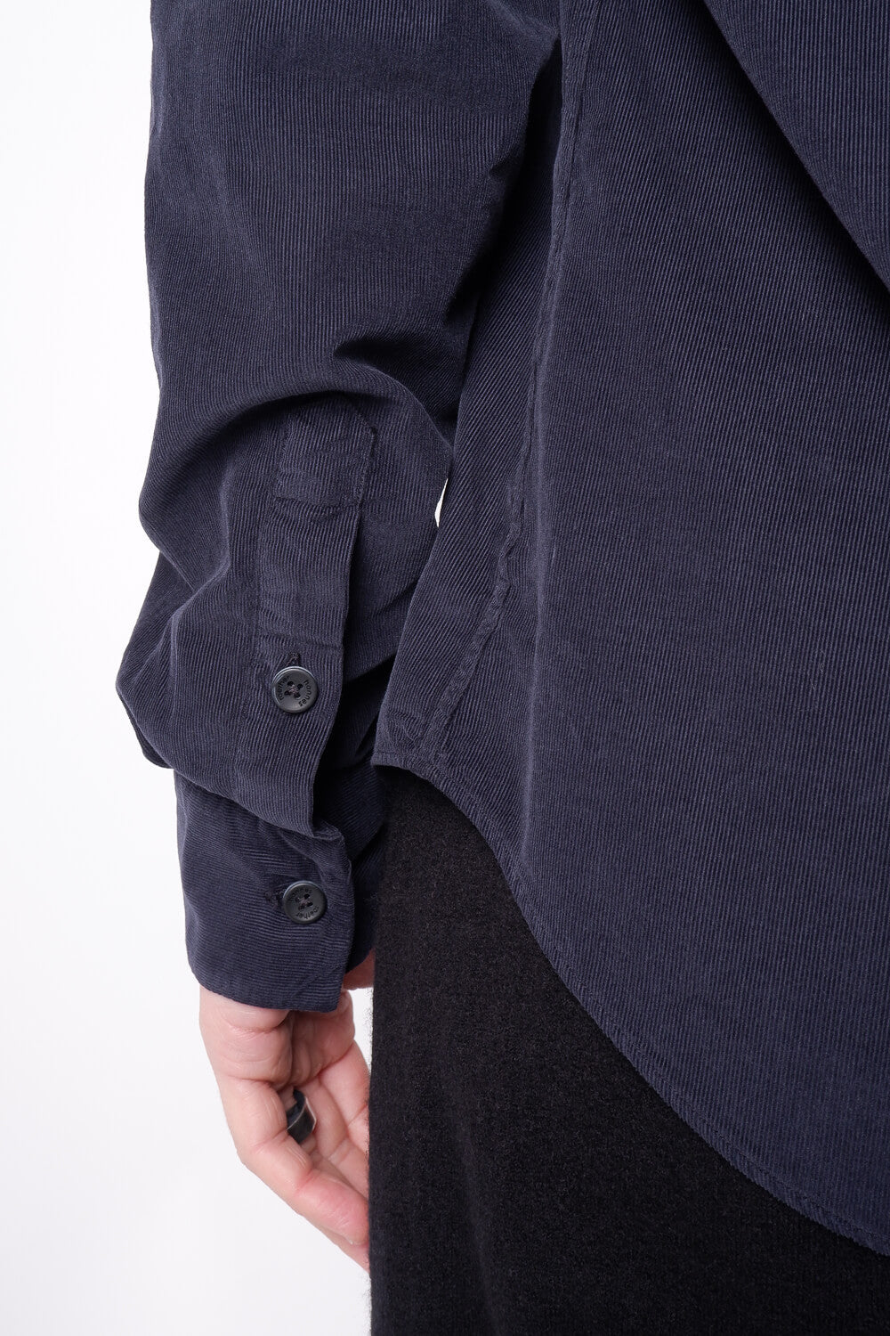 Open Collar Corduroy Shirt Navy