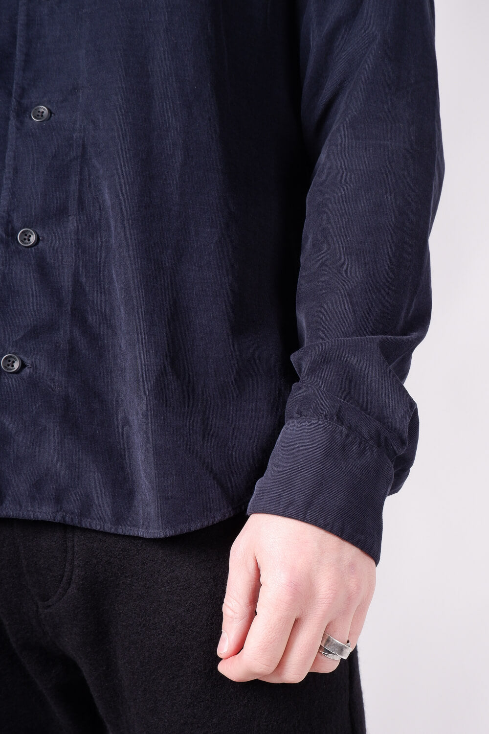 Open Collar Corduroy Shirt Navy