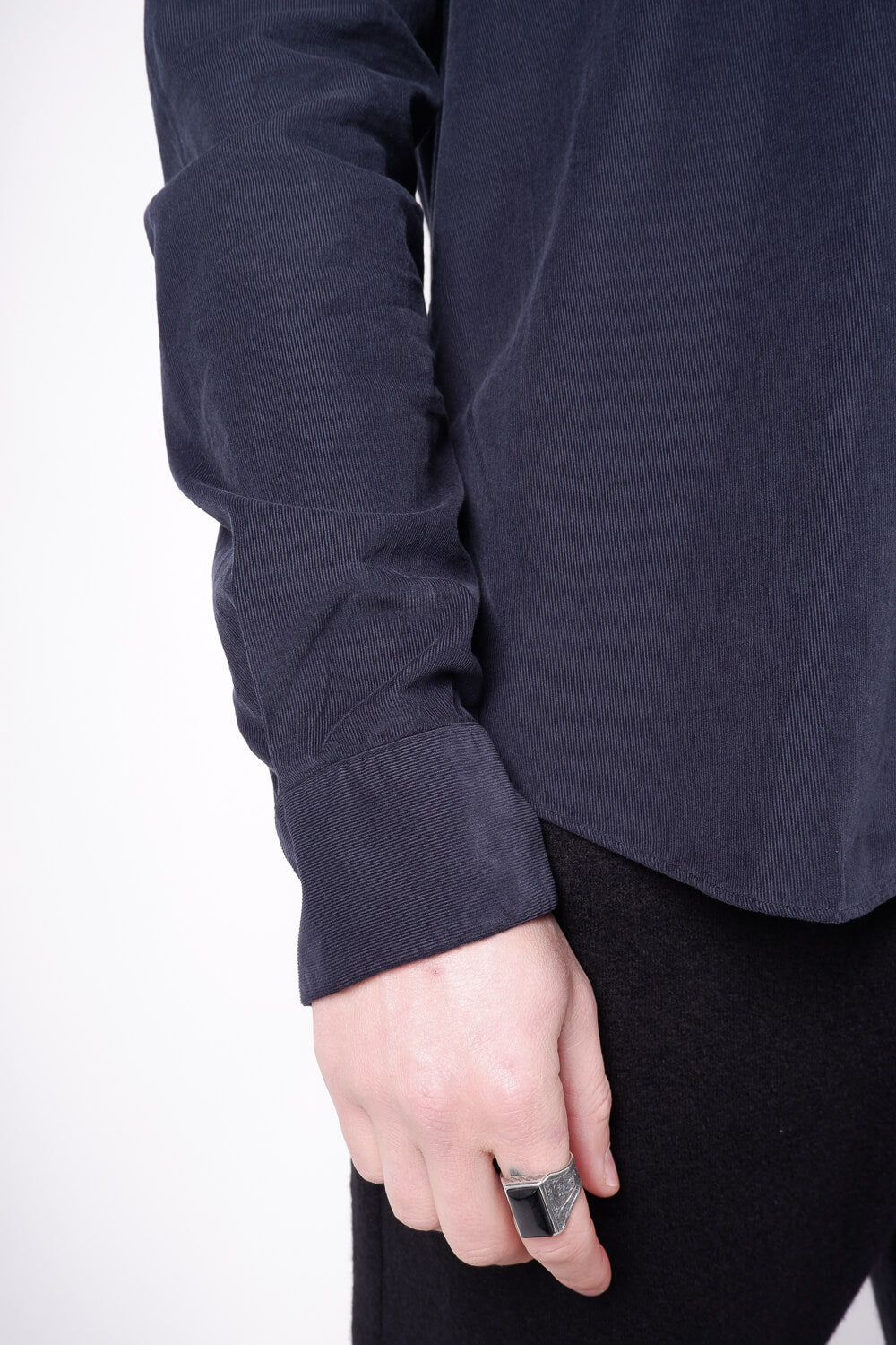 Open Collar Corduroy Shirt Navy