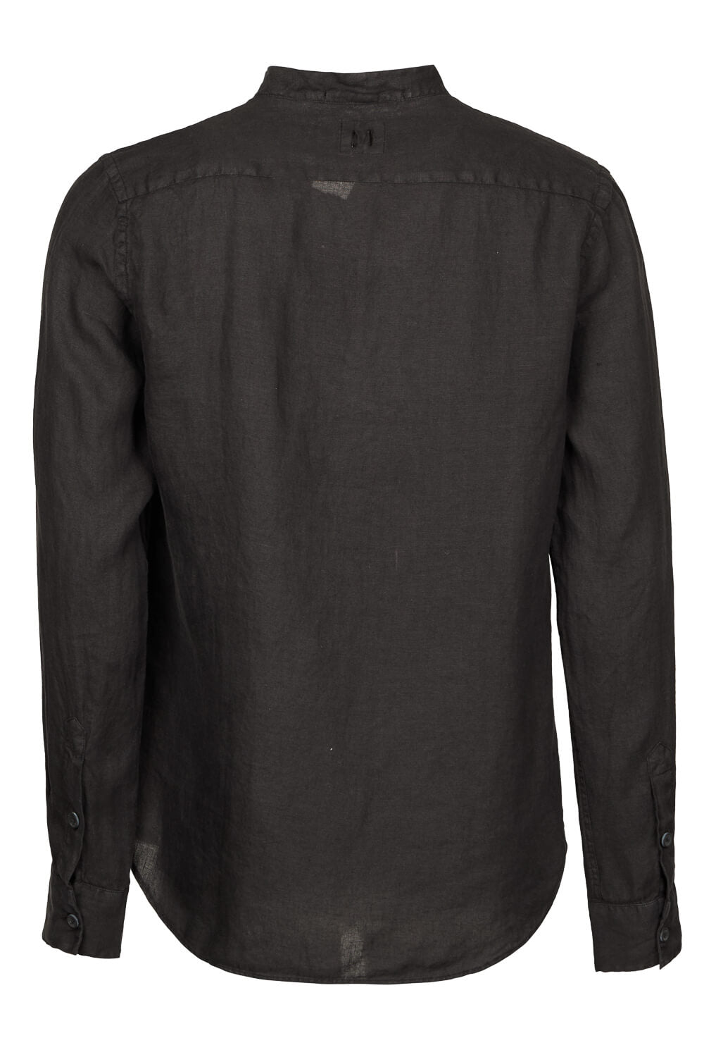 Open Collar Linen Shirt Black