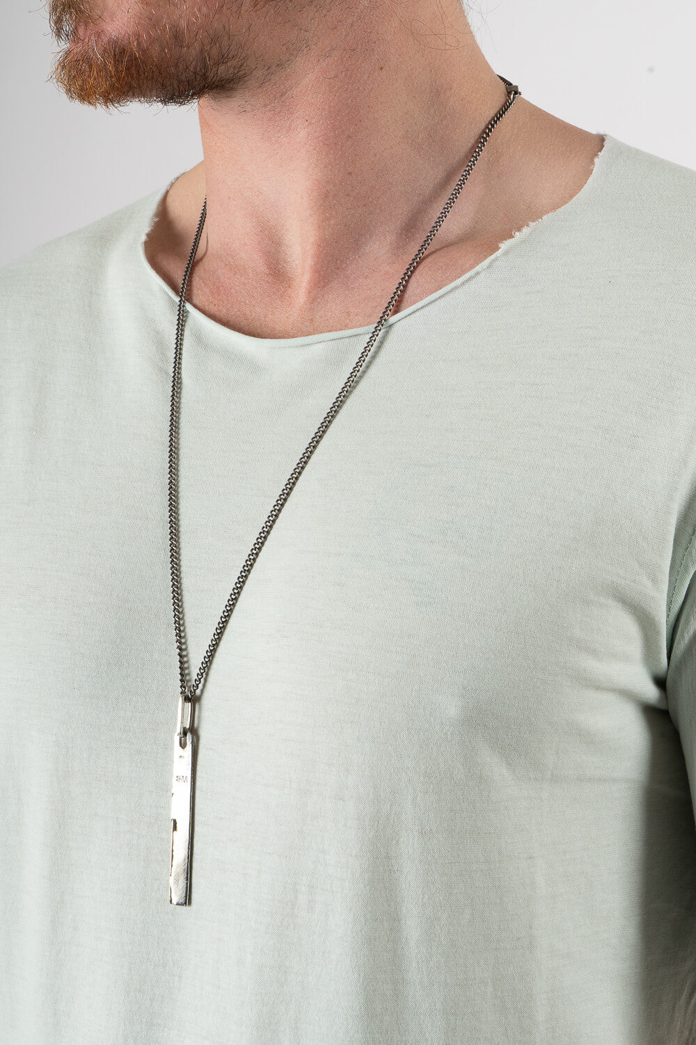 Open Collar Raw Neck T-Shirt Matcha