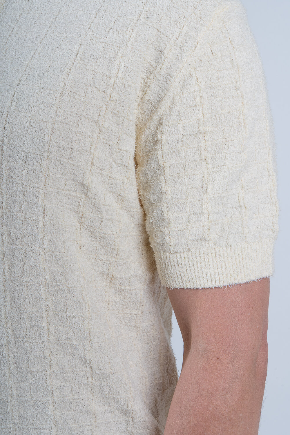 Organic Cotton Textured Cotton Design Polo Shirt Cream