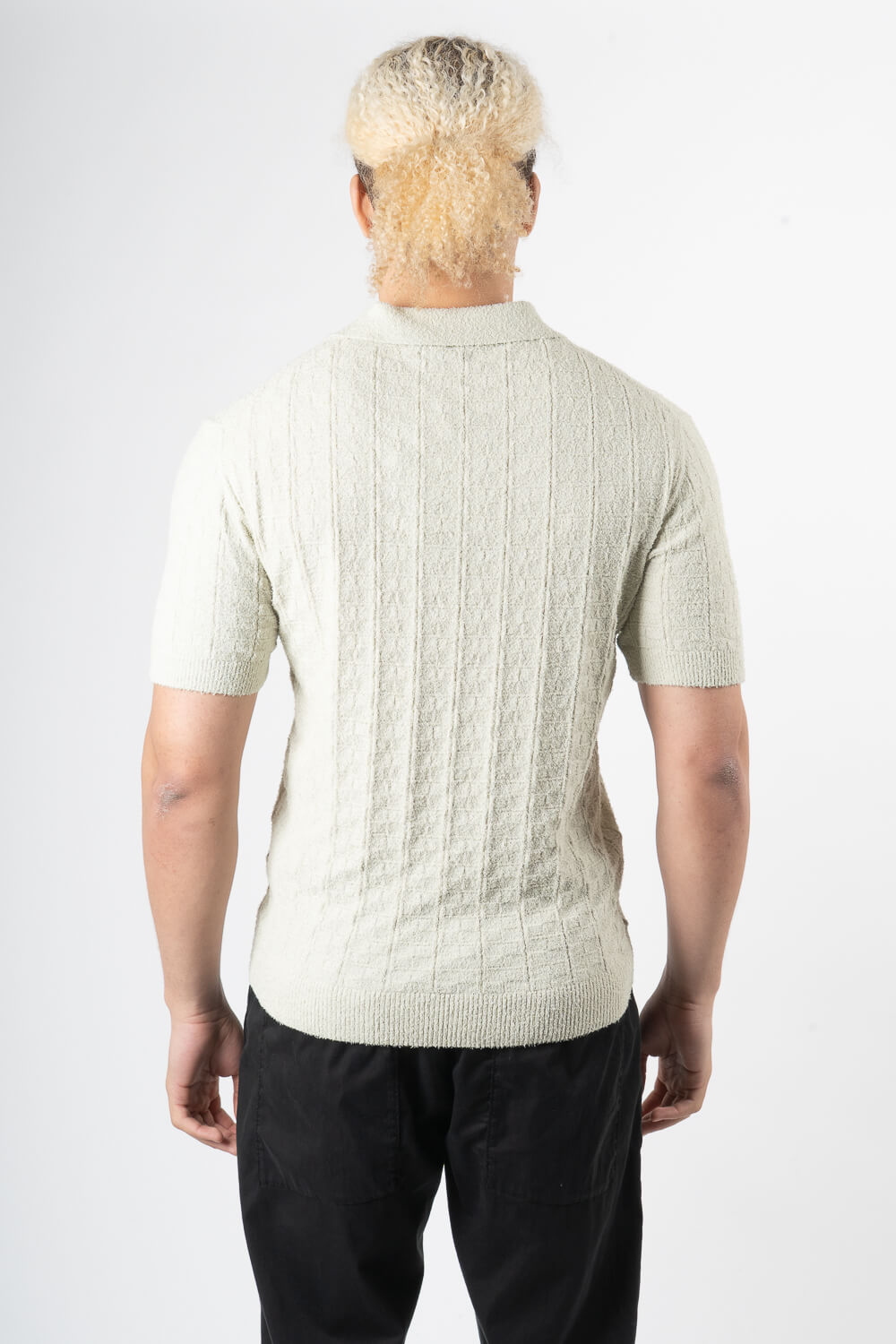 Organic Cotton Textured Cotton Design Polo Shirt Mint