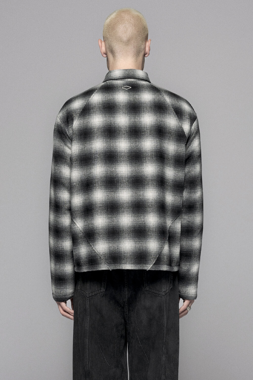 Padded Checked Overshirt Dark Grey