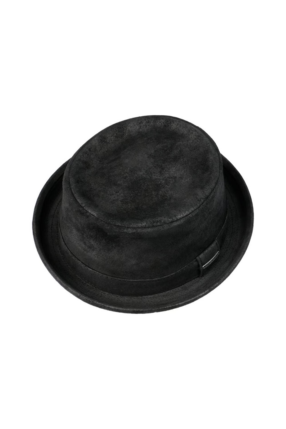 Pork Pie Leather Hat Black