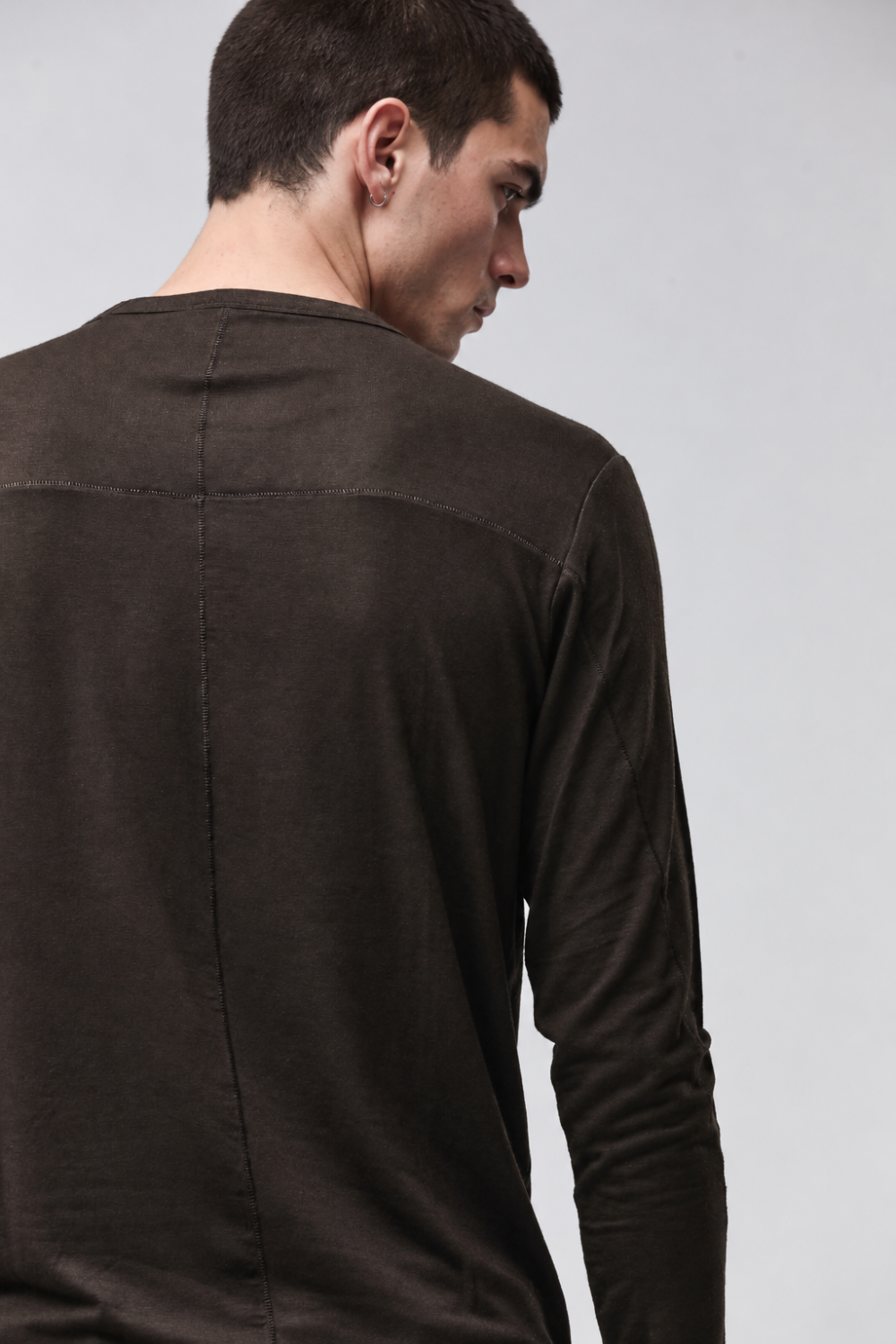 M TS 961 Long-Sleeve T-Shirt in Modal/Cashmere Blend Dark Brown