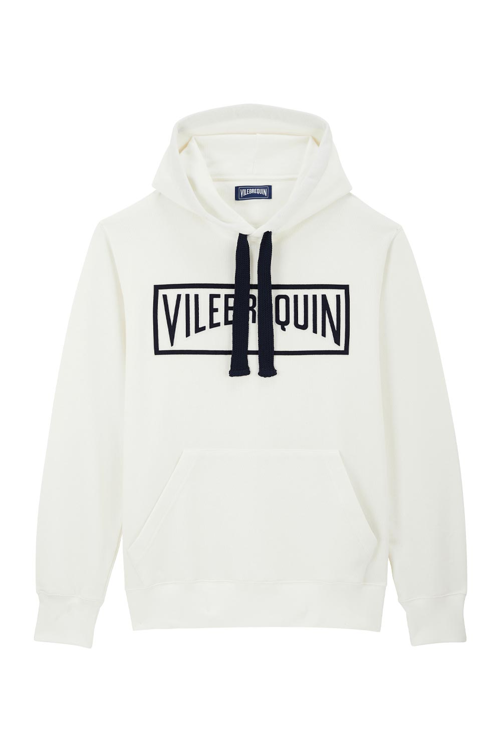 Plain Cotton Embroidered Hoodie Off-White