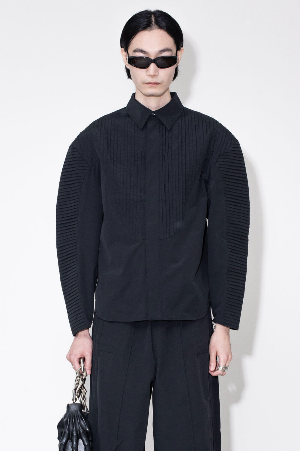 Pleated Detail Shirt Black