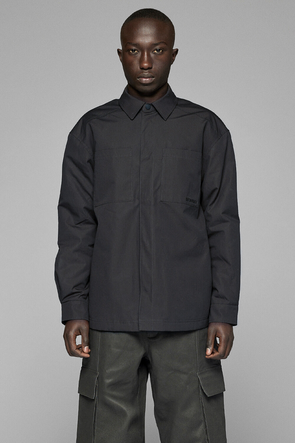 Pleated Oversized Lightweight Jacket Charcoal