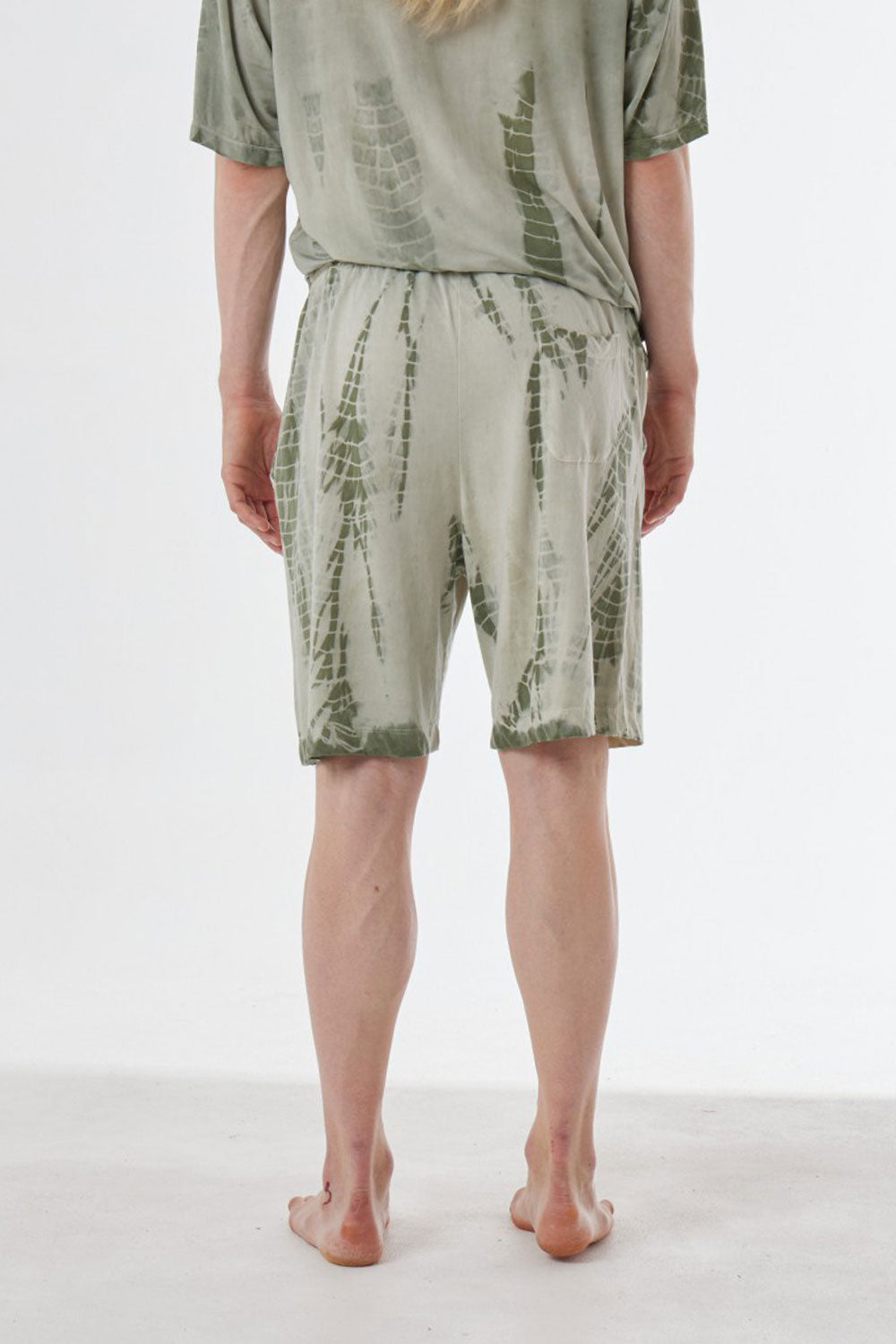 Printed Detail Linen Short Green