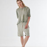 Printed Detail Linen Short Green