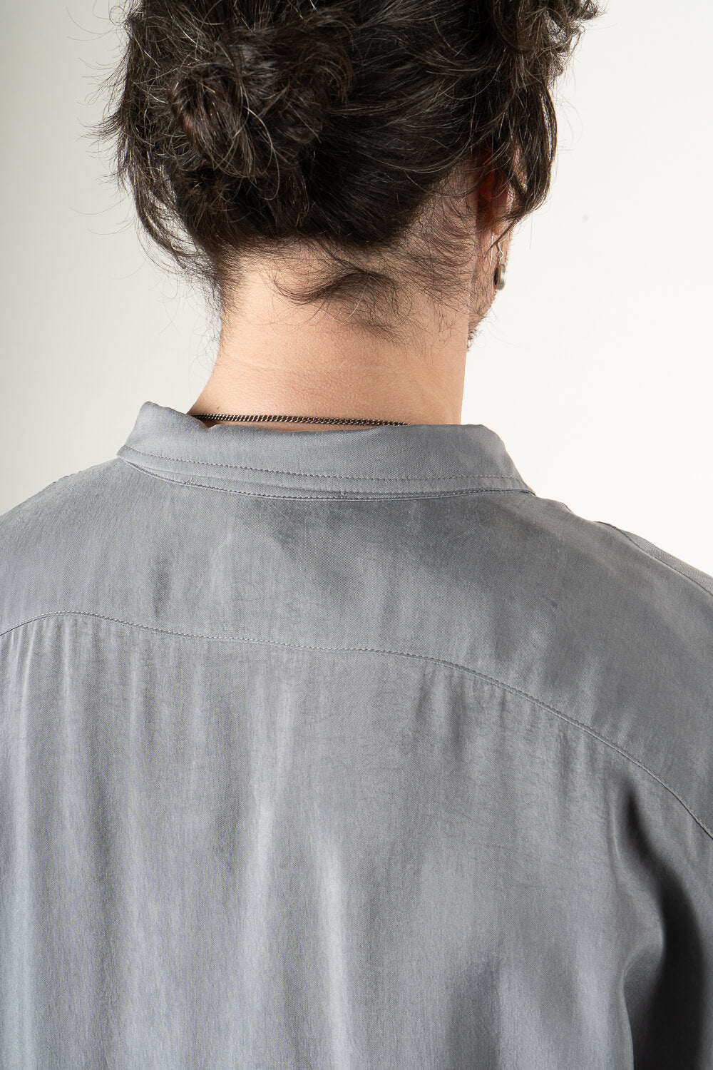 Pure Tuscan Silk Button-Up Shirt Grey