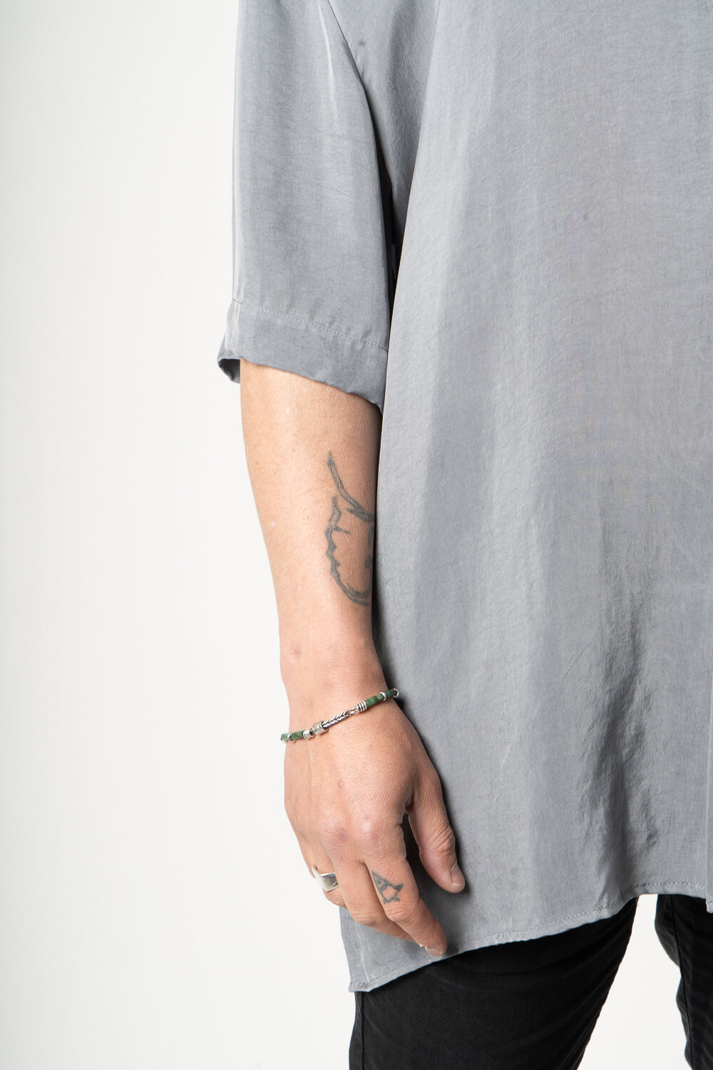 Pure Tuscan Silk Button-Up Shirt Grey