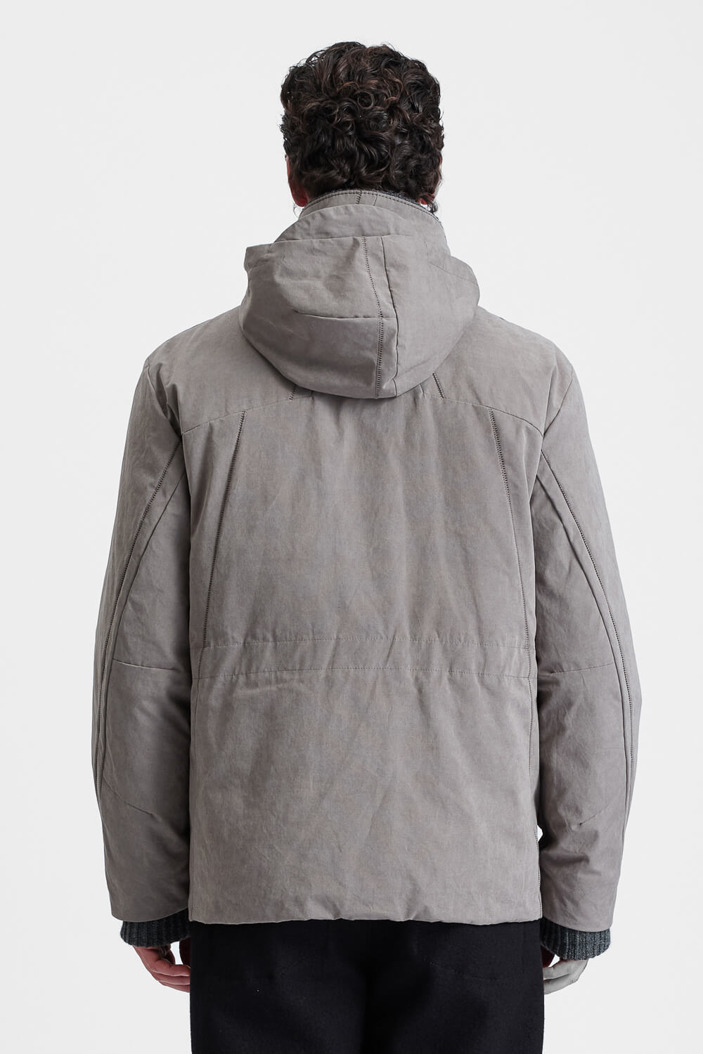 Quilted Utility Down Jacket W/ Virgin Wool Collar Clay