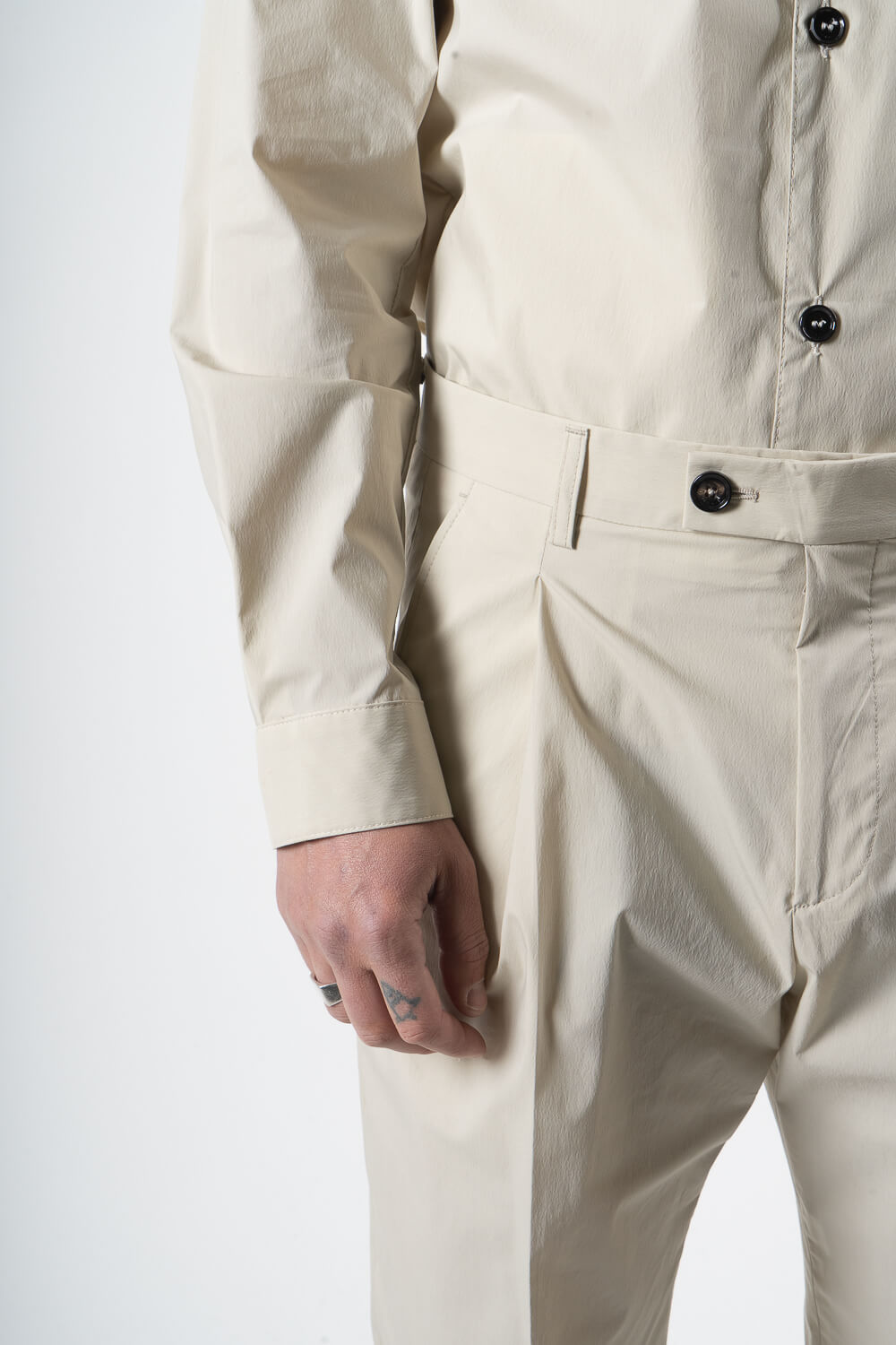 Raul Relaxed Fit Italian Cotton Trousers Beige