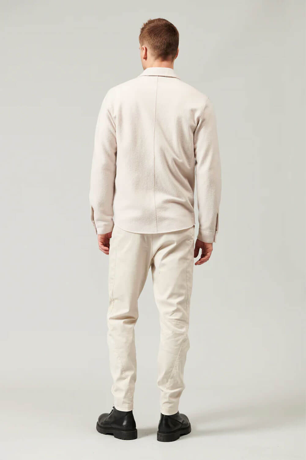 Raw Cut Boiled Wool Button-Up Overshirt Off-White