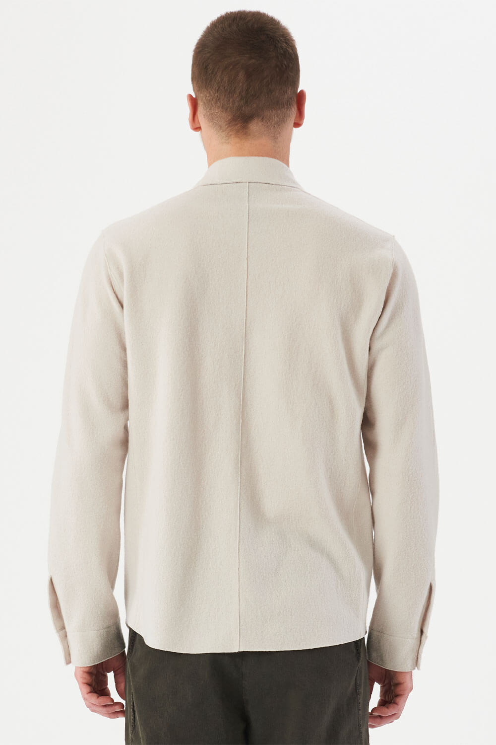 Raw Cut Boiled Wool Button-Up Overshirt Off-White