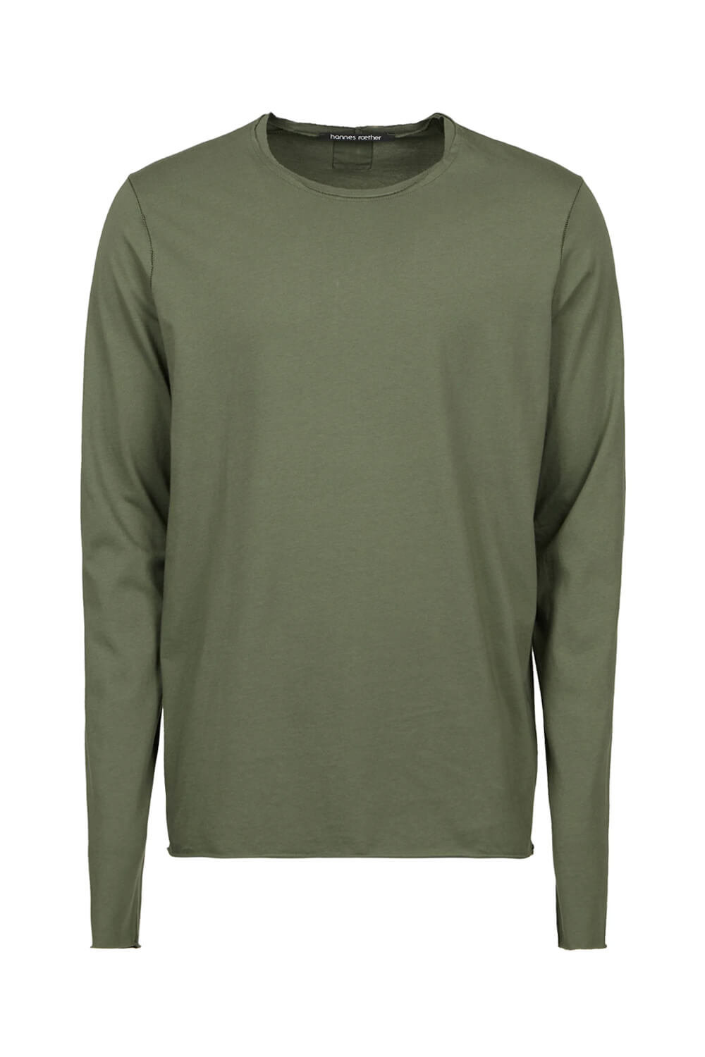 Raw Neck Regular Fit L/S T-Shirt Green