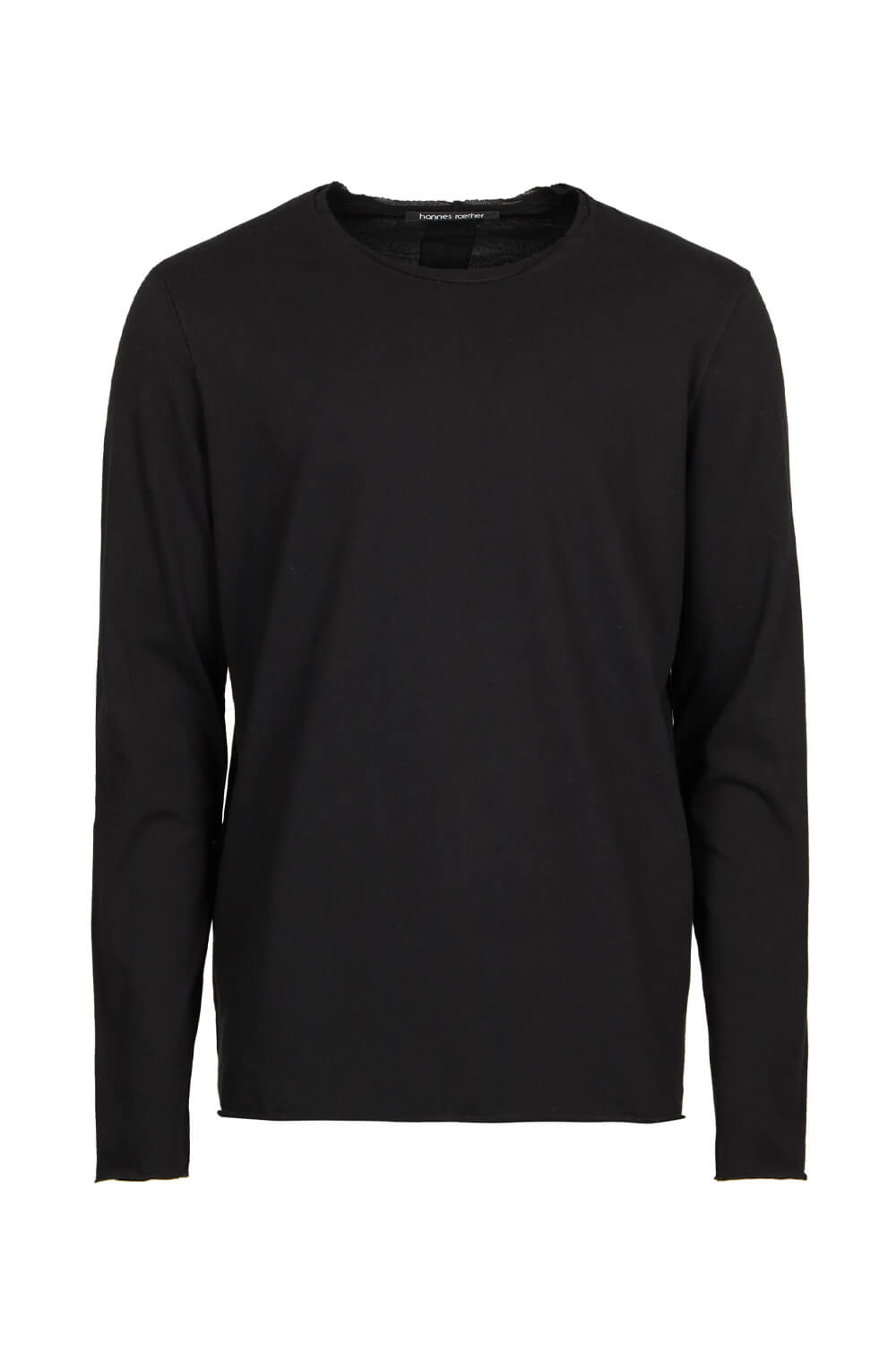 Raw Neck Regular Fit L/S T-Shirt Black