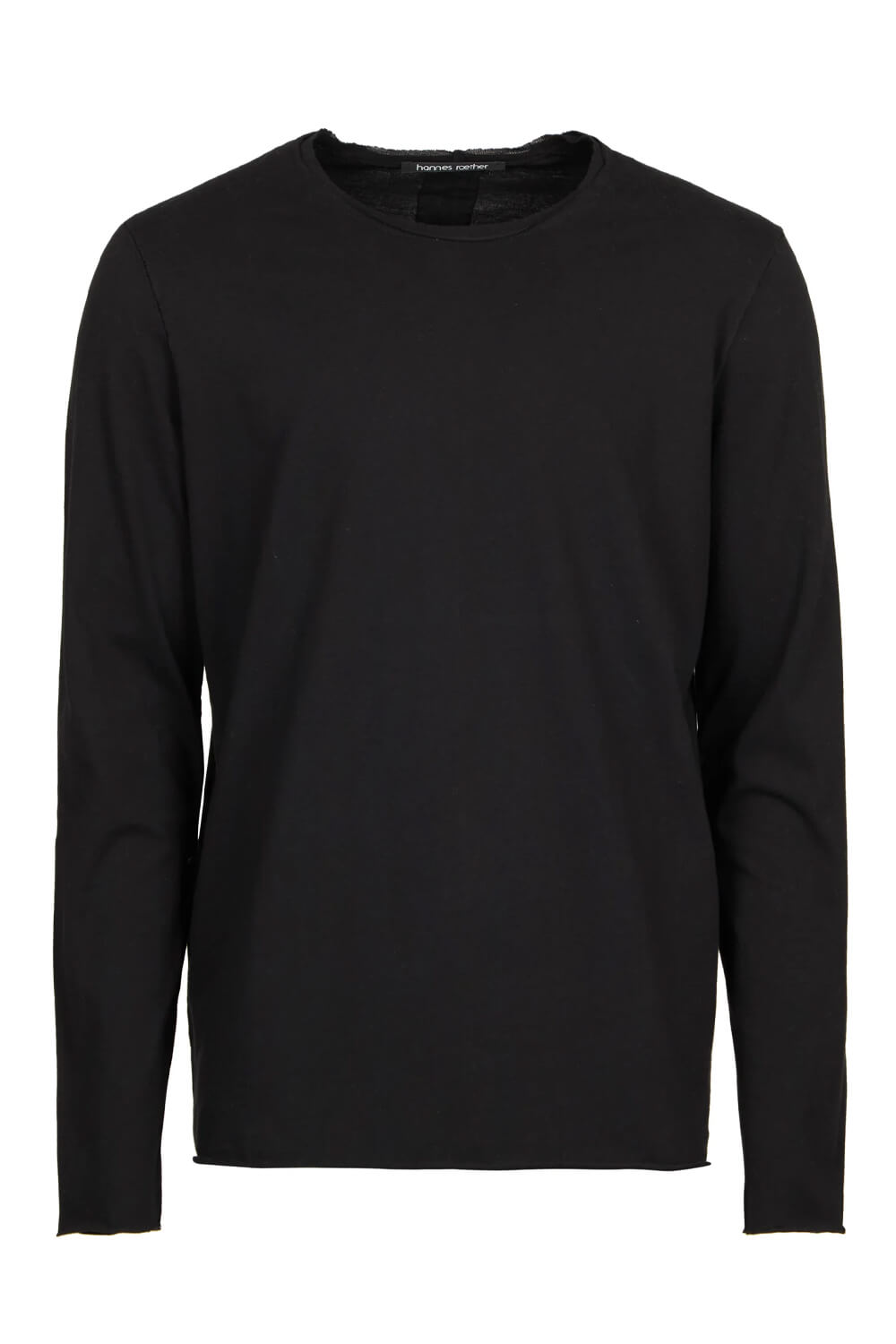 Raw Neck Relaxed Fit L/S T-Shirt Black