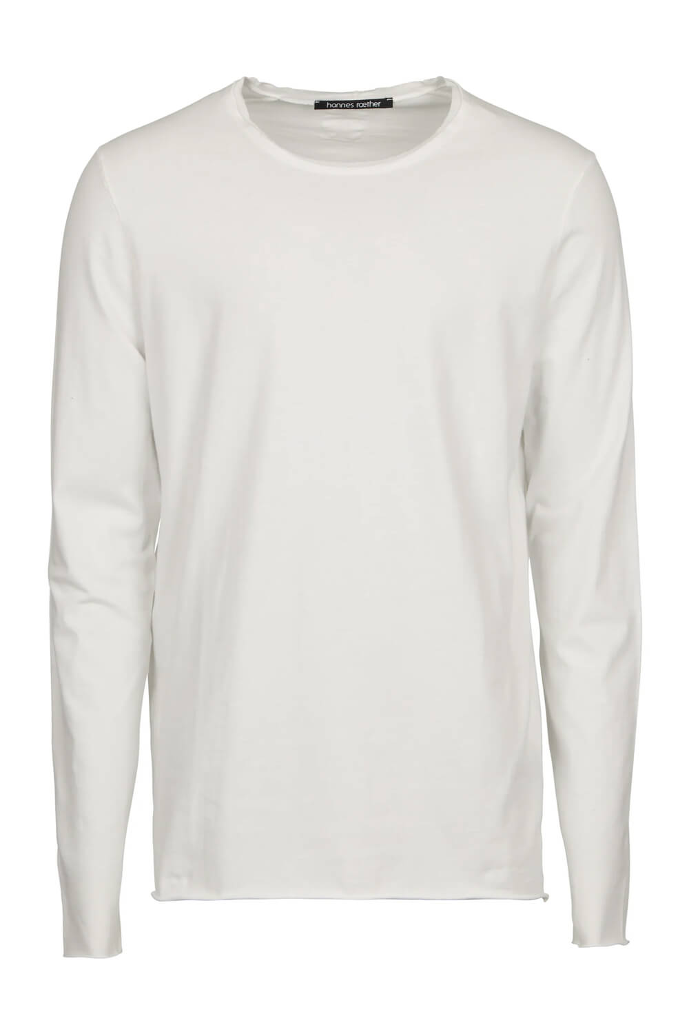 Raw Neck Relaxed Fit L/S T-Shirt White