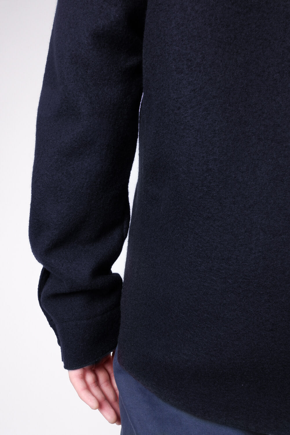 Raw Cut Boiled Wool Regular Overshirt W/ Chest Pocket Detail Dark Navy