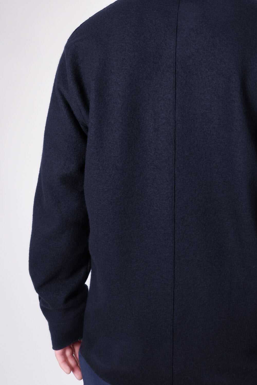 Raw Cut Boiled Wool Regular Overshirt W/ Chest Pocket Detail Dark Navy