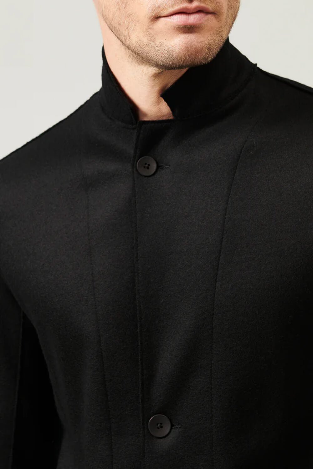 Raw Cut Boiled Wool W/ Cashmere Touch Regular Fit Jacket Black