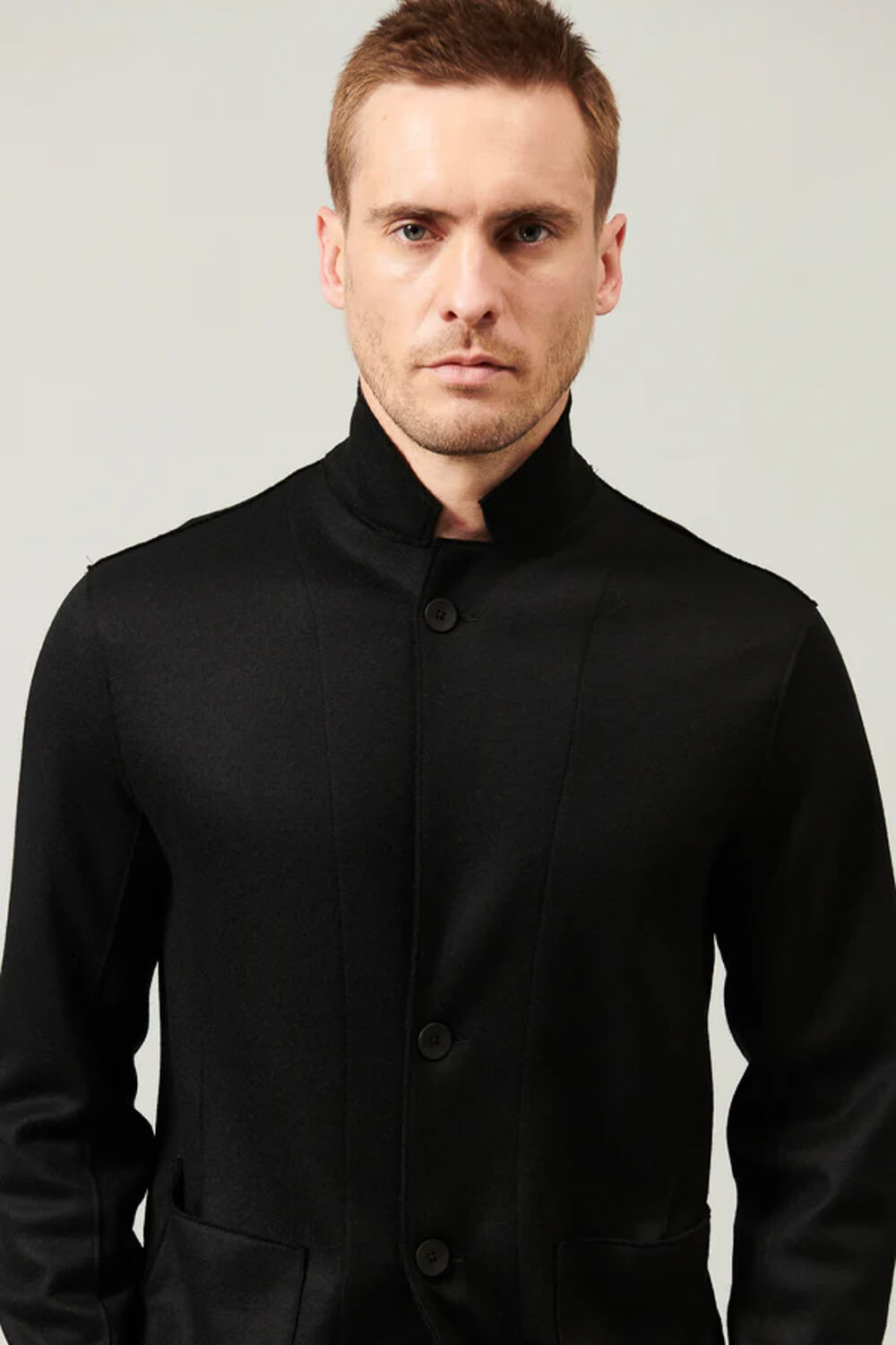 Raw Cut Boiled Wool W/ Cashmere Touch Regular Fit Jacket Black