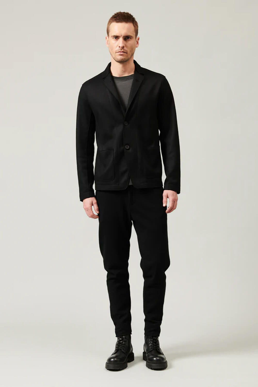 Raw Cut Boiled Wool W/ Cashmere Touch Regular Fit Jacket Black