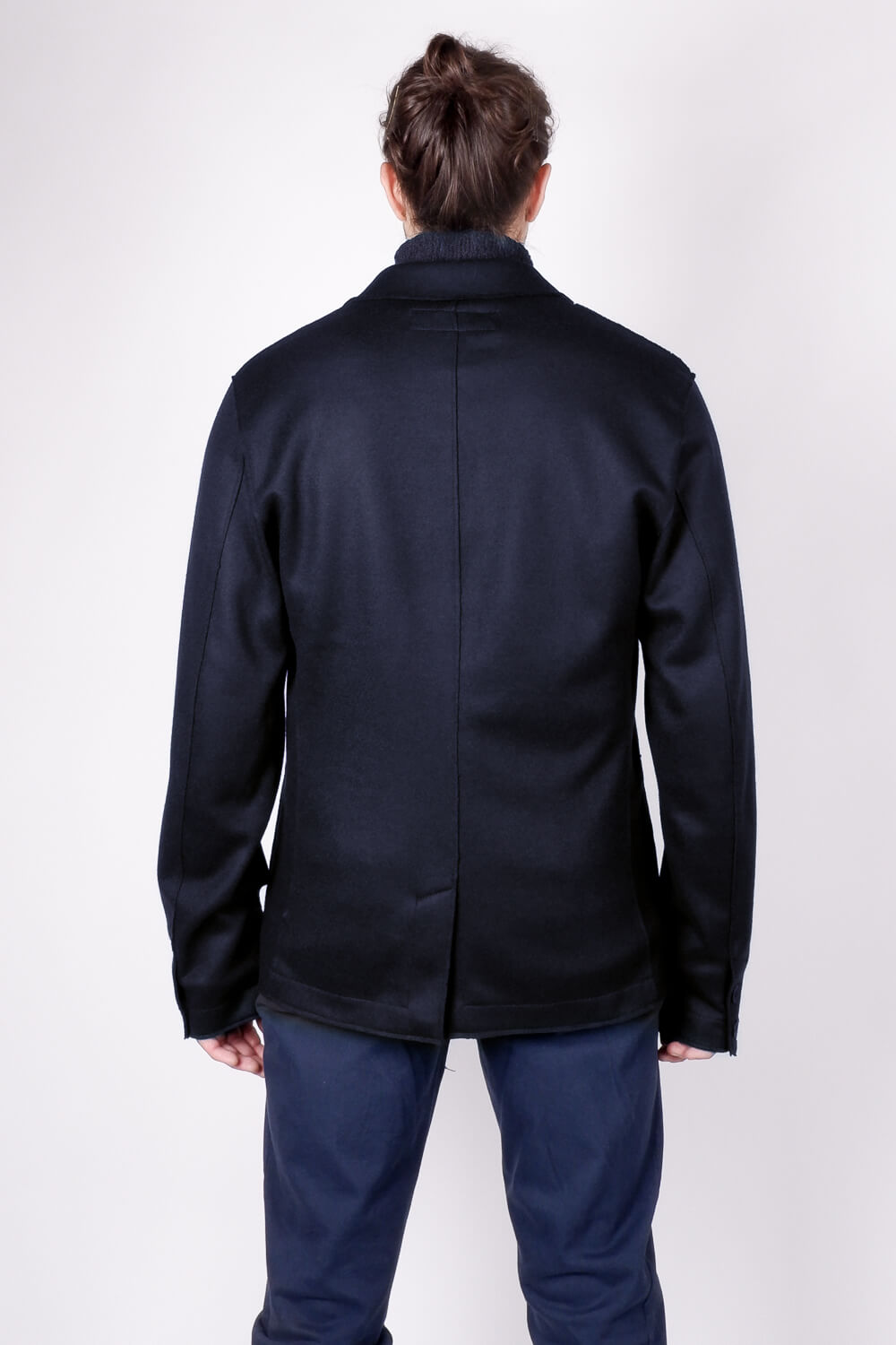 Raw Cut Boiled Wool W/ Cashmere Touch Regular Fit Jacket Blue