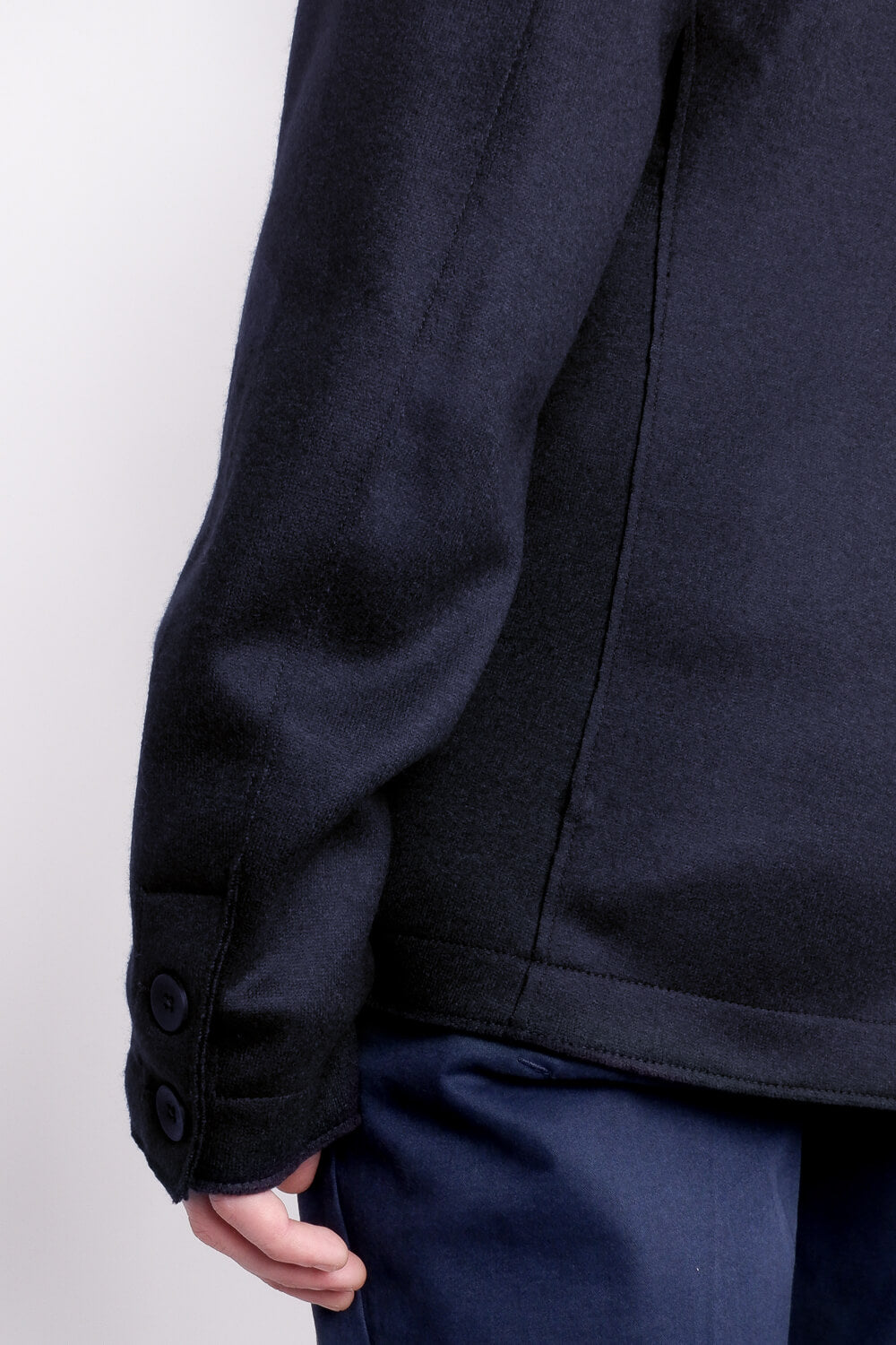 Raw Cut Boiled Wool W/ Cashmere Touch Regular Fit Jacket Blue