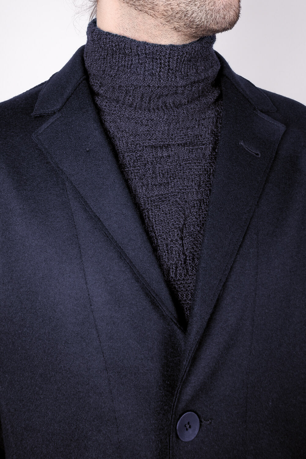 Raw Cut Boiled Wool W/ Cashmere Touch Regular Fit Jacket Blue