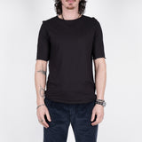 Raw Edge Neck T-Shirt Black