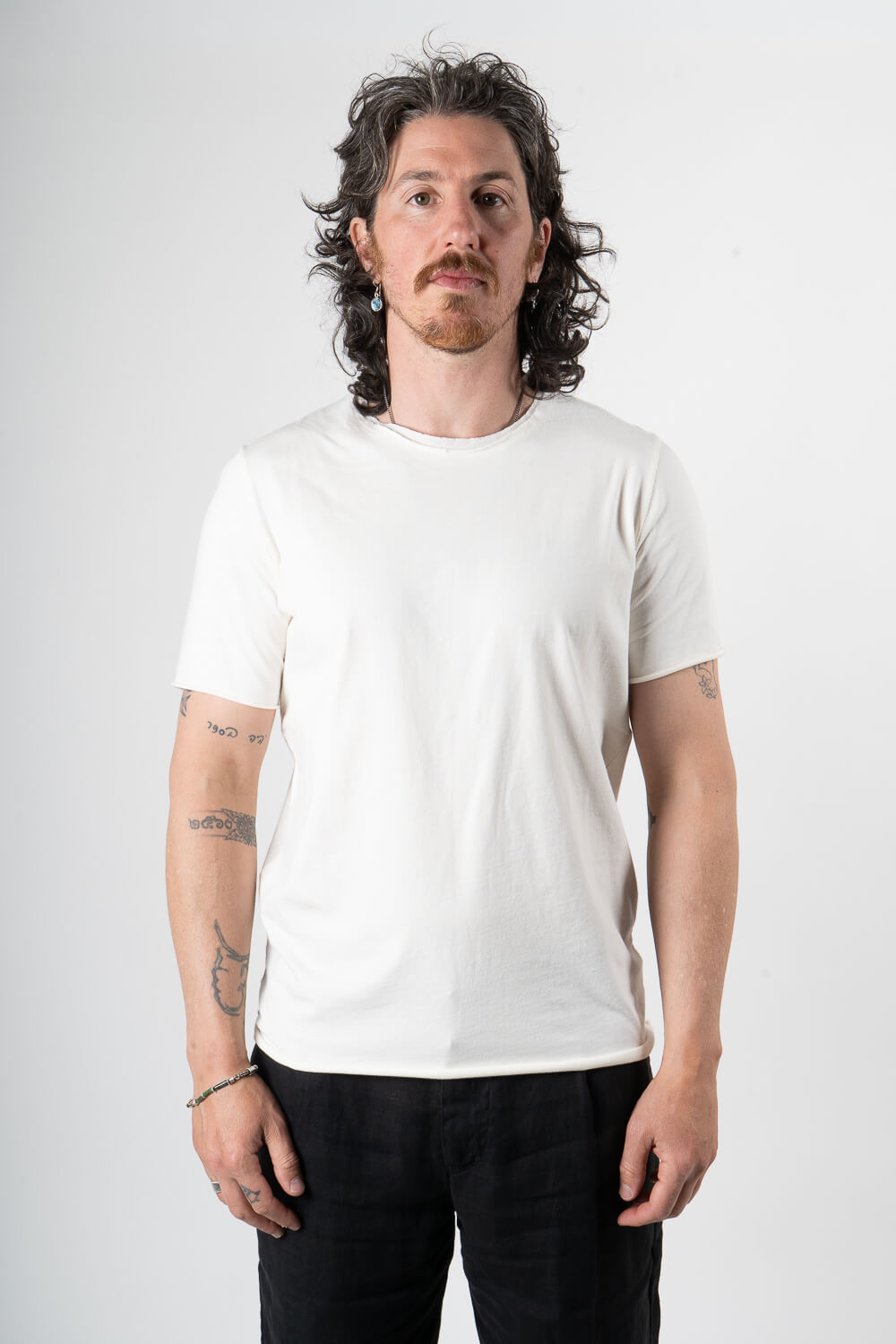 Raw Edge Regular Fit T-Shirt Cream