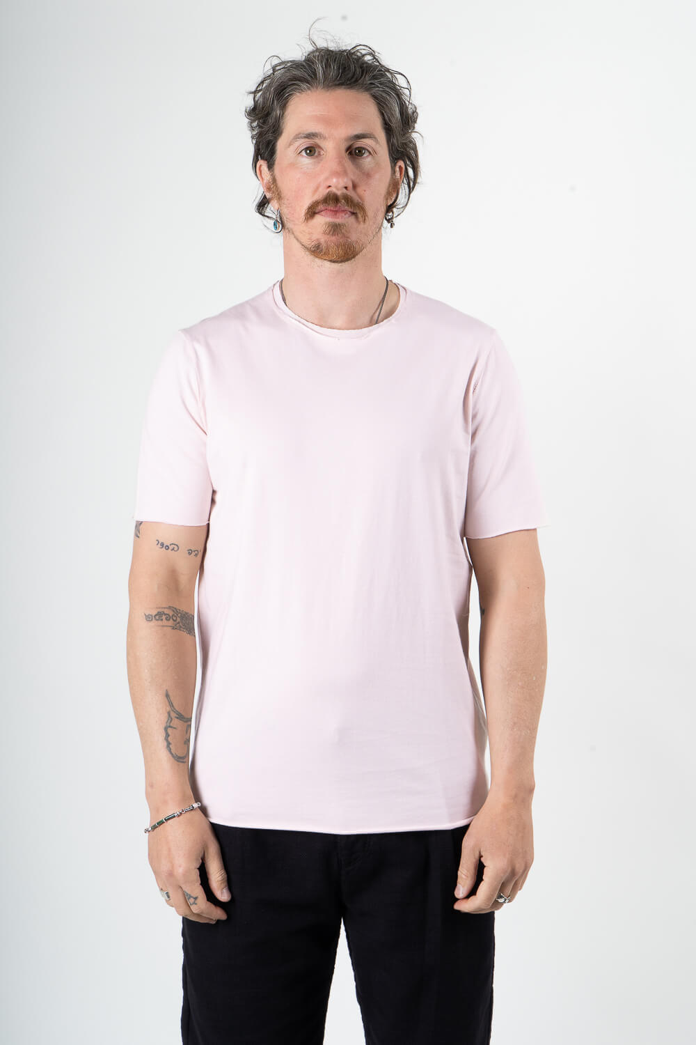 Raw Edge Regular Fit T-Shirt Pink
