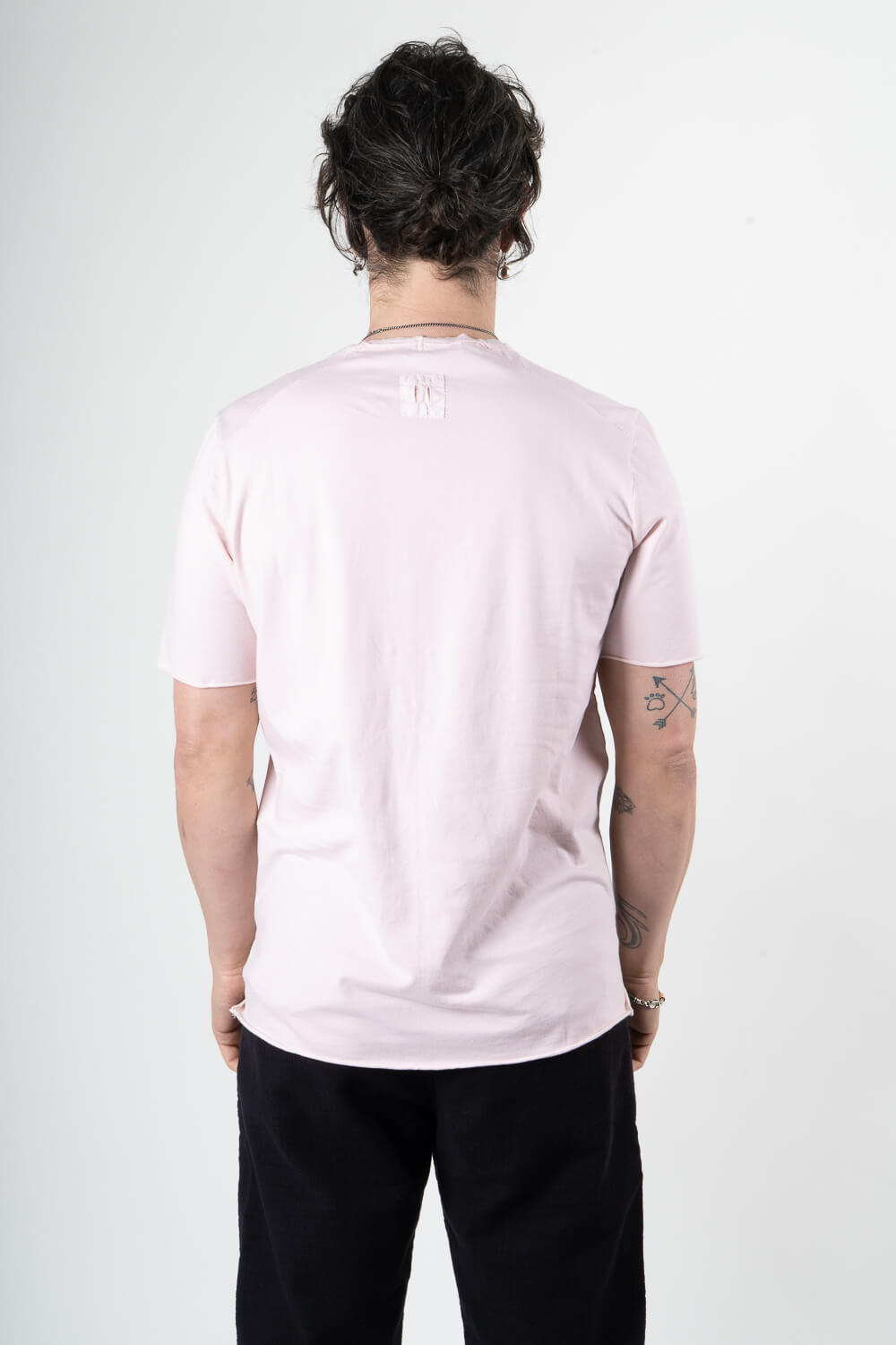 Raw Edge Regular Fit T-Shirt Pink