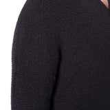 Raw Neck Button-Up Wool Cardigan Black