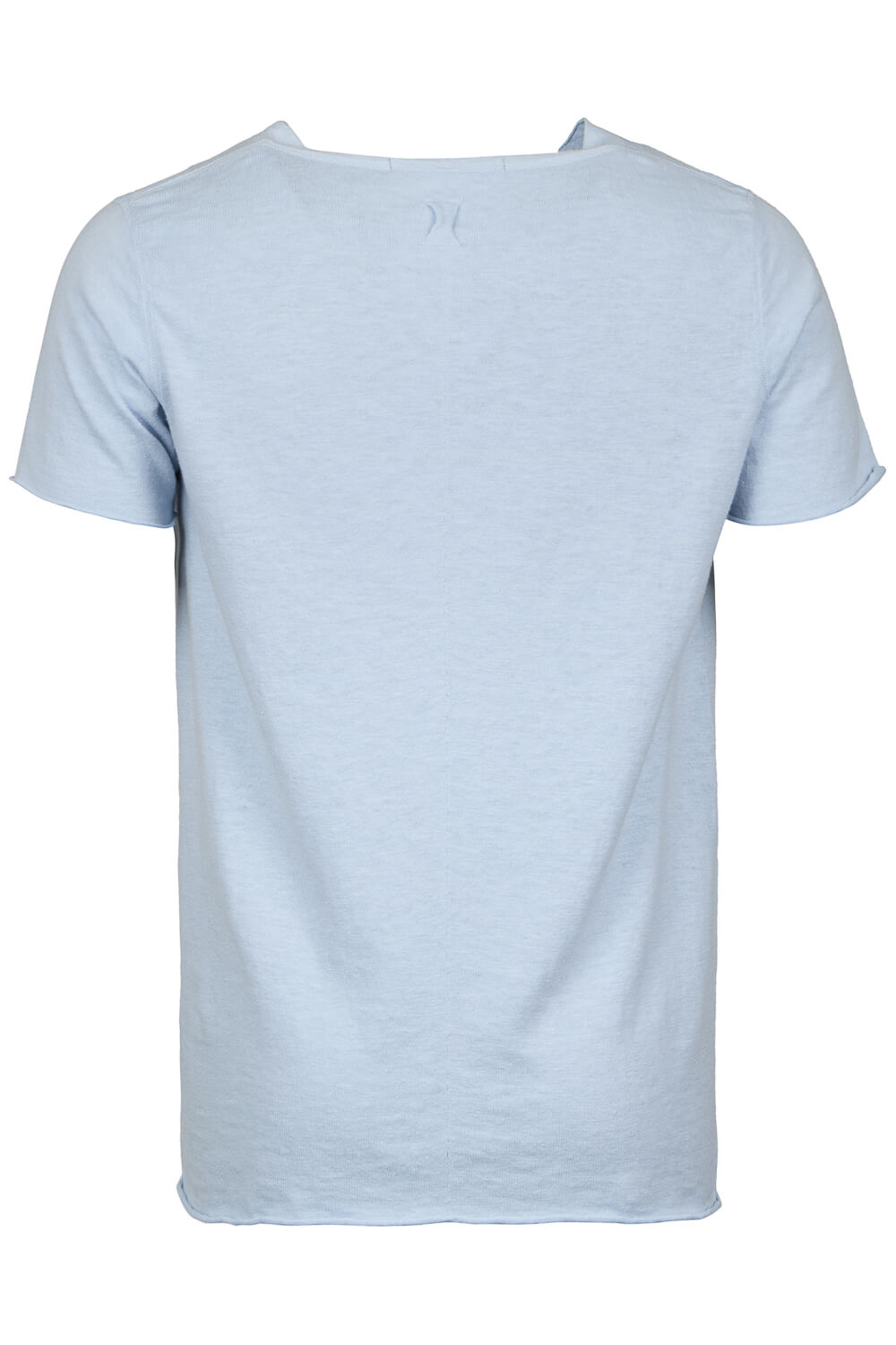 Raw Neck Linen/Cotton T-Shirt Blue