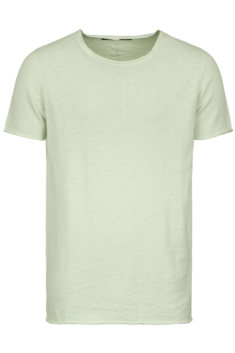 Raw Neck Linen/Cotton T-Shirt Matcha