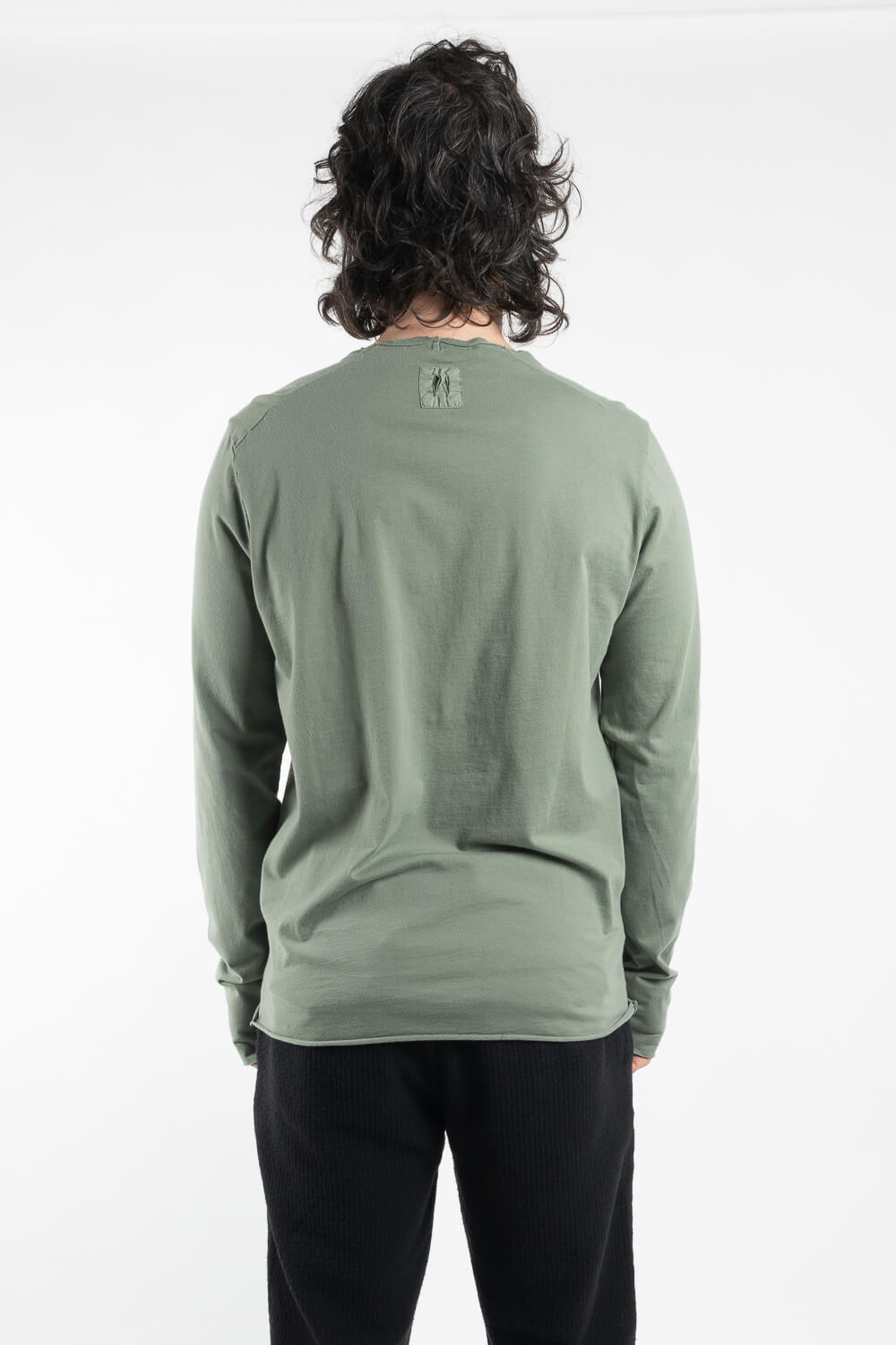 Raw Neck Regular Fit L/S T-Shirt Green
